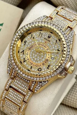 First Copy Rolex Arabic Diamond Gold Watch for Men