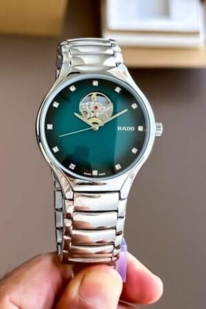 First Copy Rado Men's Silver & Green True Secret Diamonds Watch