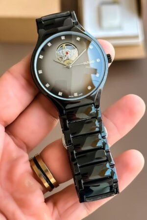First Copy Rado Men's Black True Secret Diamonds Watch