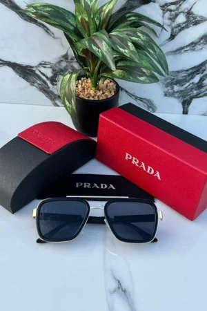 1st Copy Prada Black Gold 88079 Sunglasses for Men