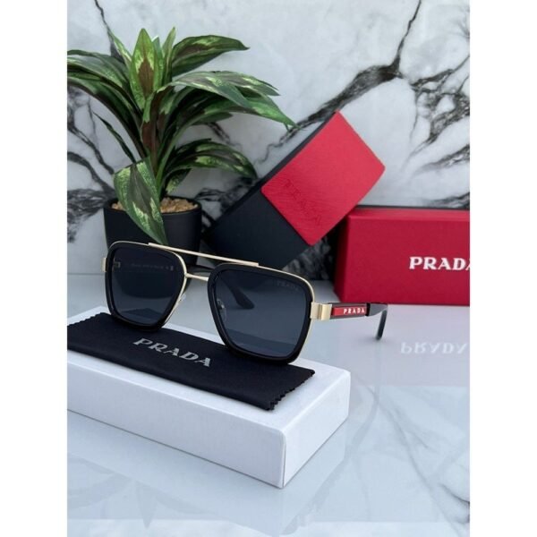 1st Copy Prada Black Gold 88079 Sunglasses for Men - Image 6