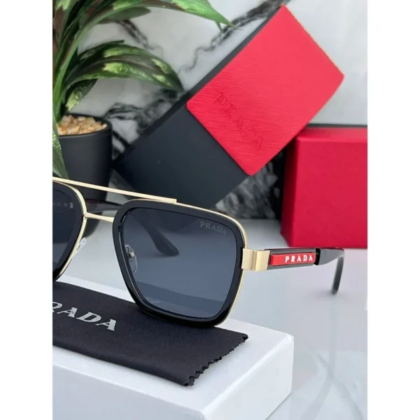 1st Copy Prada Black Gold 88079 Sunglasses for Men - Image 2