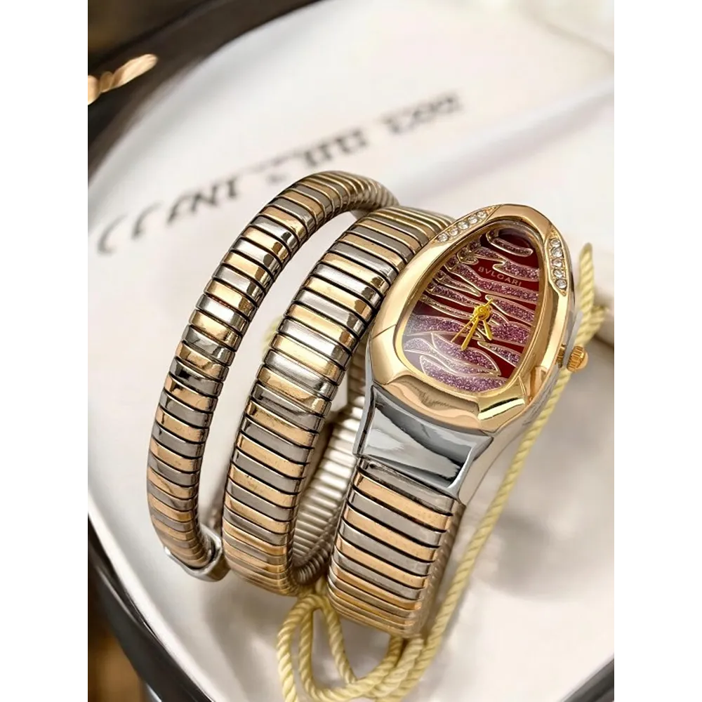 Bvlgari Watch Snake Darcy Two Tune Diamond Gold Brown For Women (SW197)