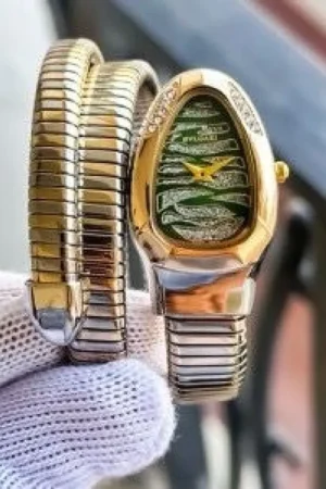 Bvlgari Watch Snake Darcy Two Tune Diamond Green For Women (SUP732)