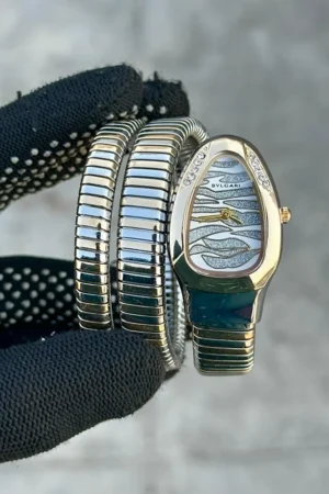 Bvlgari Watch Snake Darcy Two Tune Diamond Grey Dial For Women (SW189)