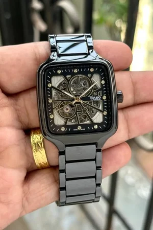 Rado Watch True Square Automatic Ceramic Black-Gold Diamond For Men (SW2169)