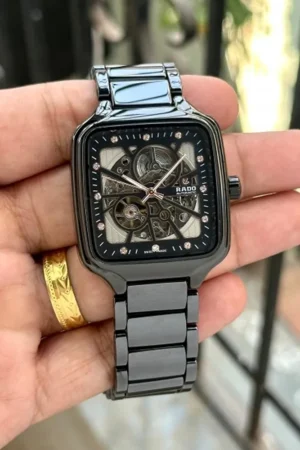 Rado Watch True Square Automatic Ceramic Black-Silver Diamond For Men (SW2171)