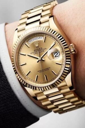 Rolex Day Date Watch : 2.0 Rolex Day-Date Stainless Steel “Automatic” Gold Watch For Men (SG-277)