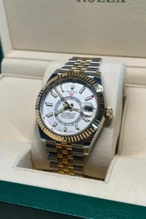 Rolex Watch Sky Dweller Silver Gold White Dial For Men (CS196)