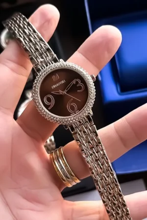Swarovski Watch Brown With Rose Gold For Women (CS66)