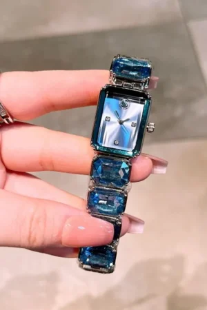 Swarovski Watch Octagon Silver Blue For Women (SG162)