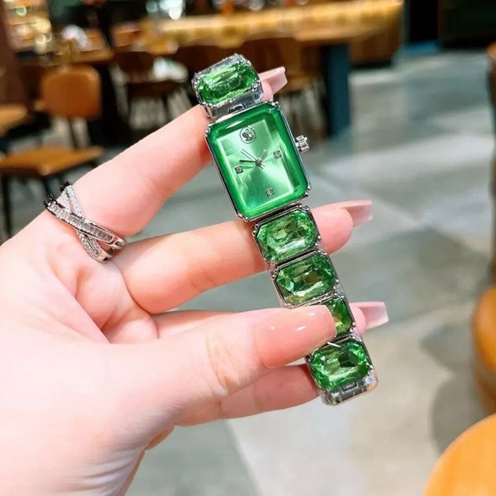 Swarovski Watch Octagon Silver Green For Women (SG161) - Image 2